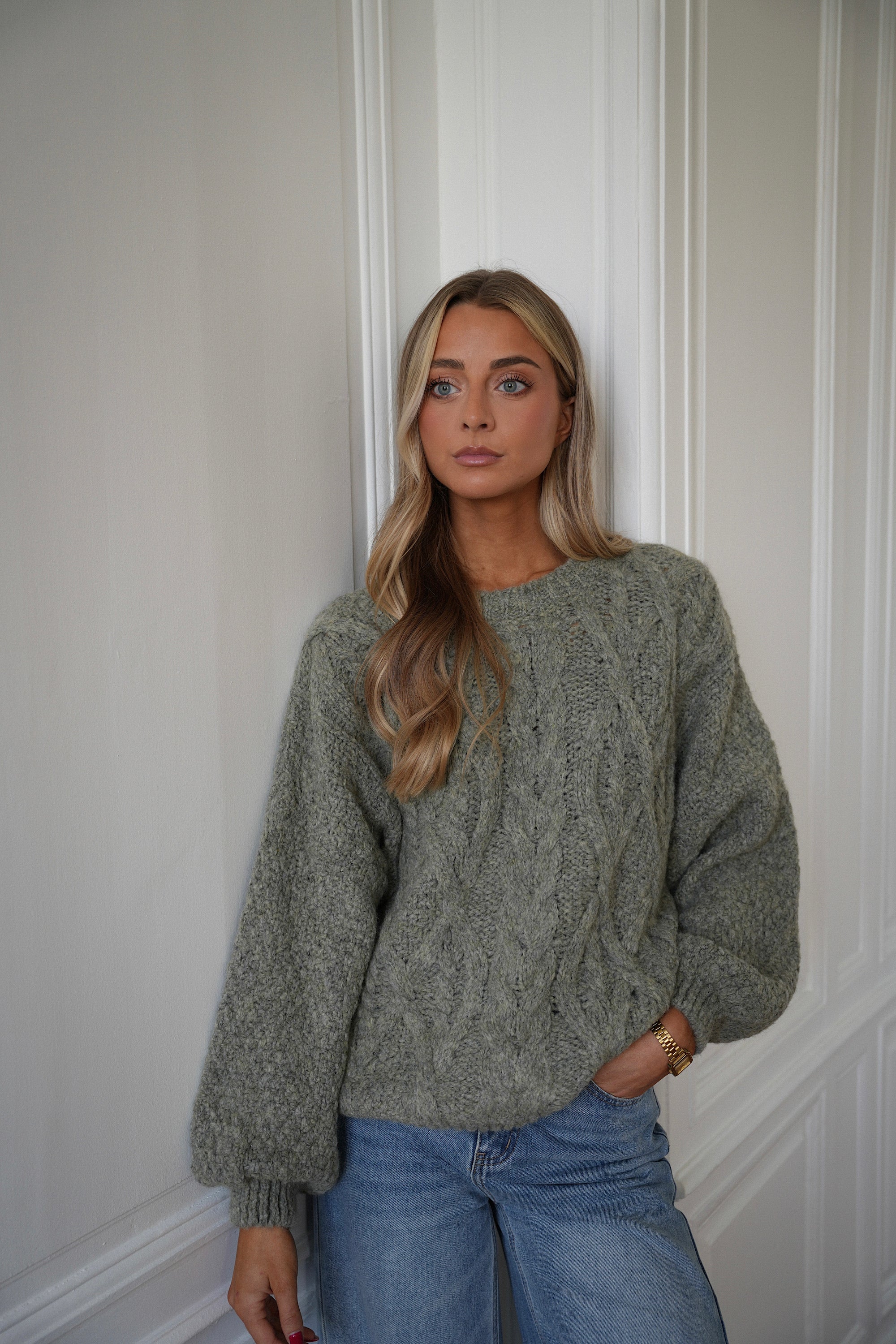Pull Torsadé Santana - Kaki Clair