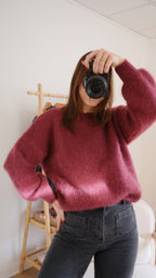 Gaia Burgundy Mohair And Wool Knit