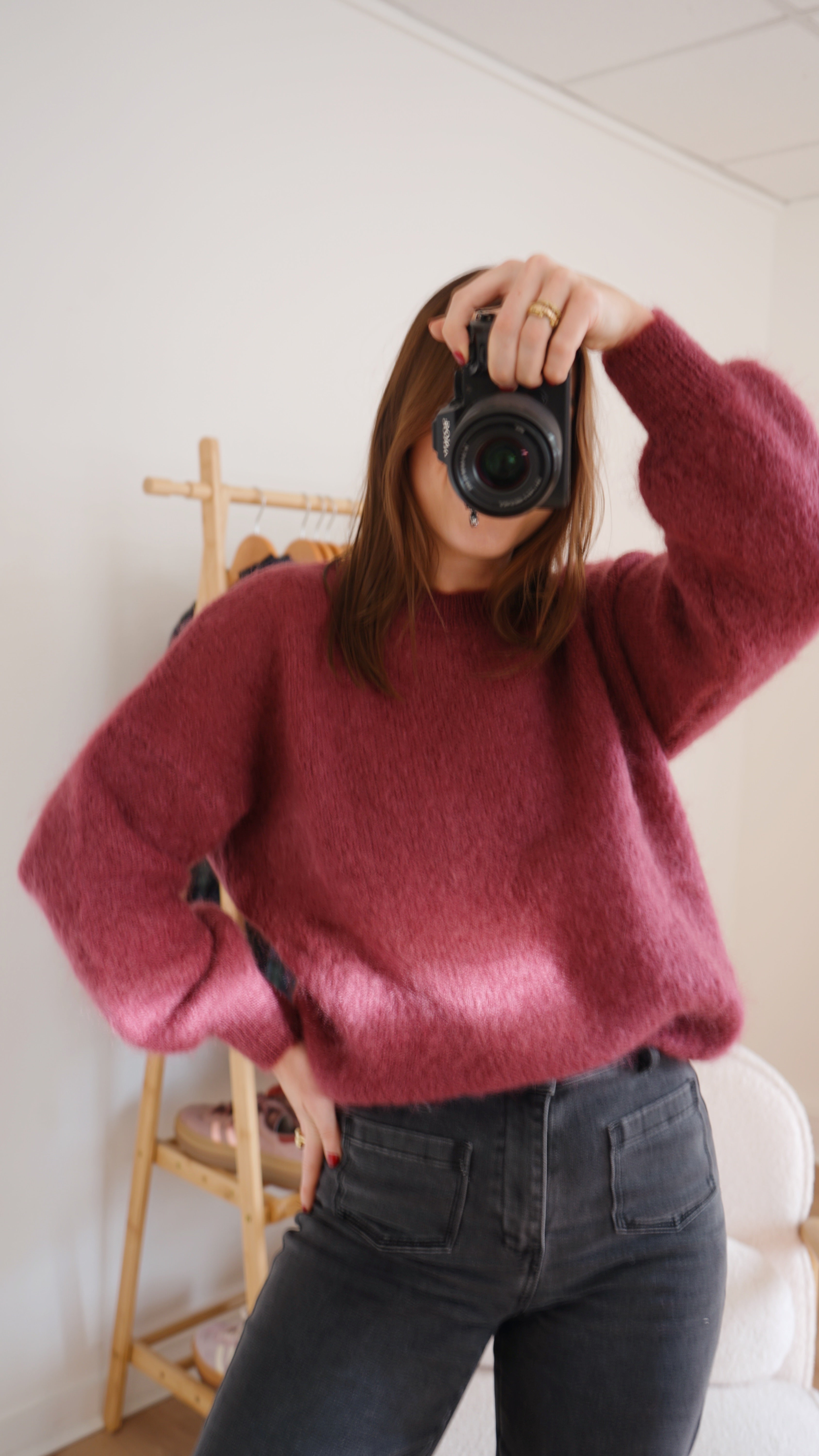 Gaia Burgundy Mohair And Wool Knit