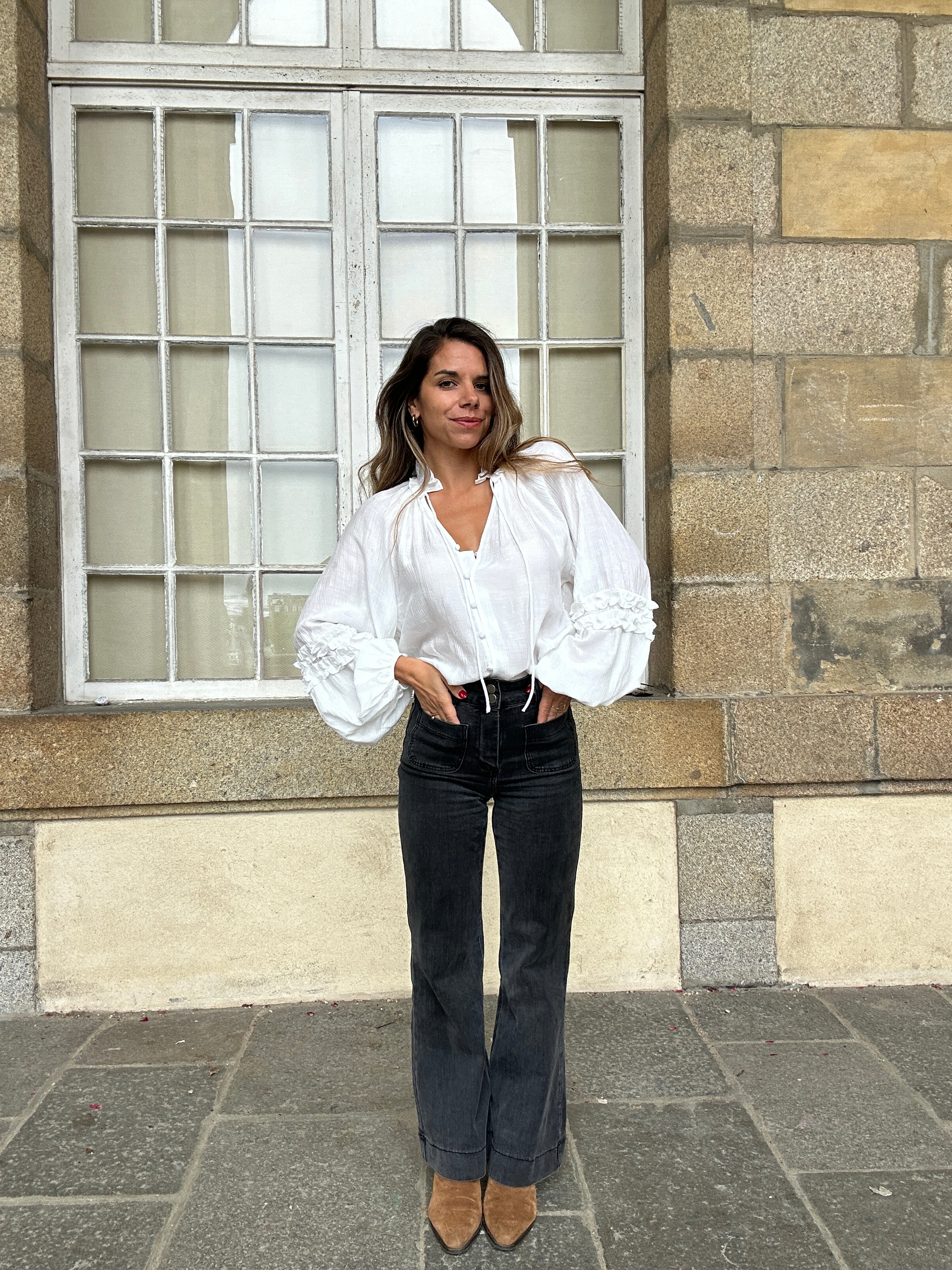 Esmée Blusa Con Volantes Crudo