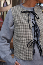 Arsène Beige Gingham Sleeveless Waistcoat