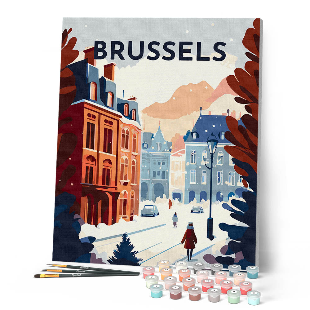 Pintura por números - Póster vintage de Bruselas