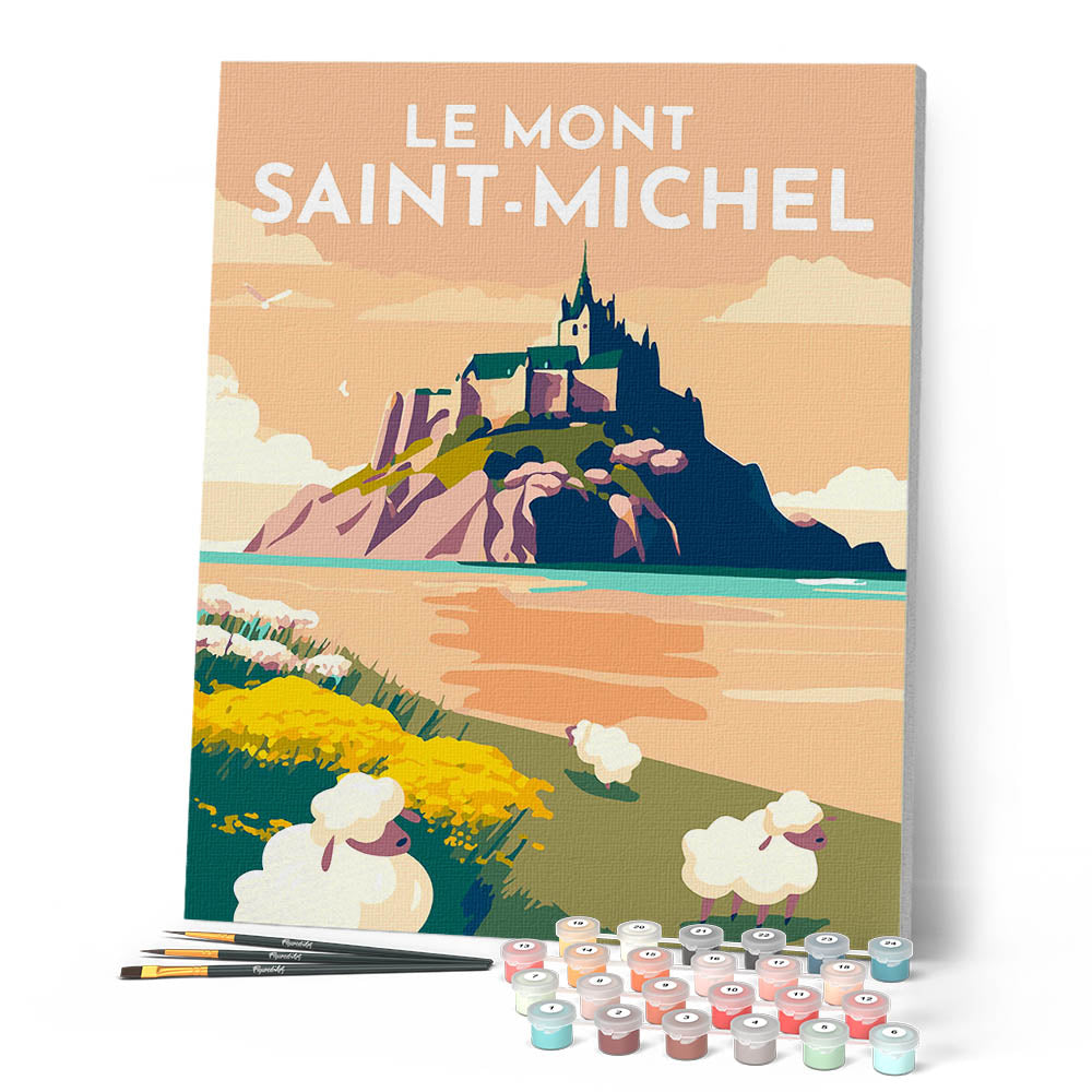 Paint By Numbers - Vintage Mont Saint-Michel Poster