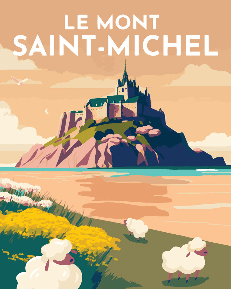 Paint By Numbers - Vintage Mont Saint-Michel Poster