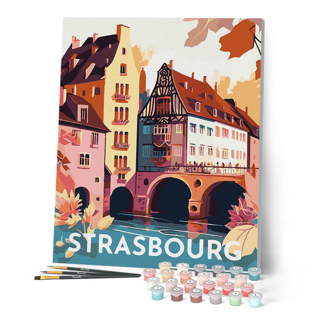 Pintura por números - Cartel vintage de Estrasburgo