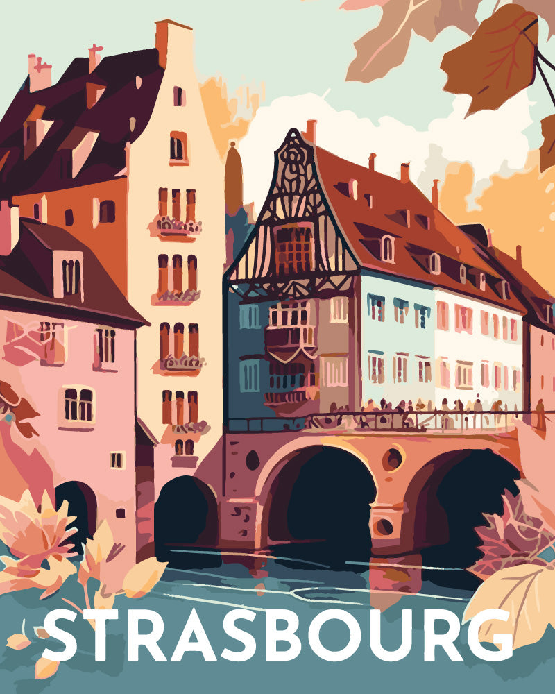Pintura por números - Cartel vintage de Estrasburgo