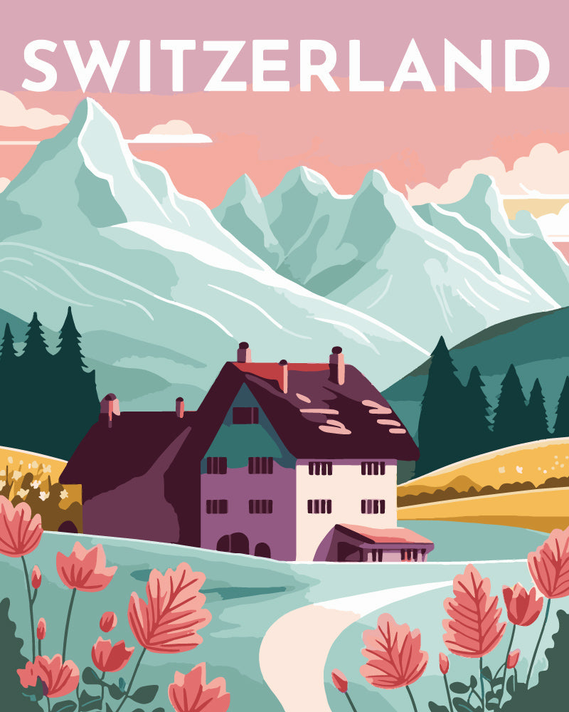 Pintura por números - Póster vintage de Lucerna