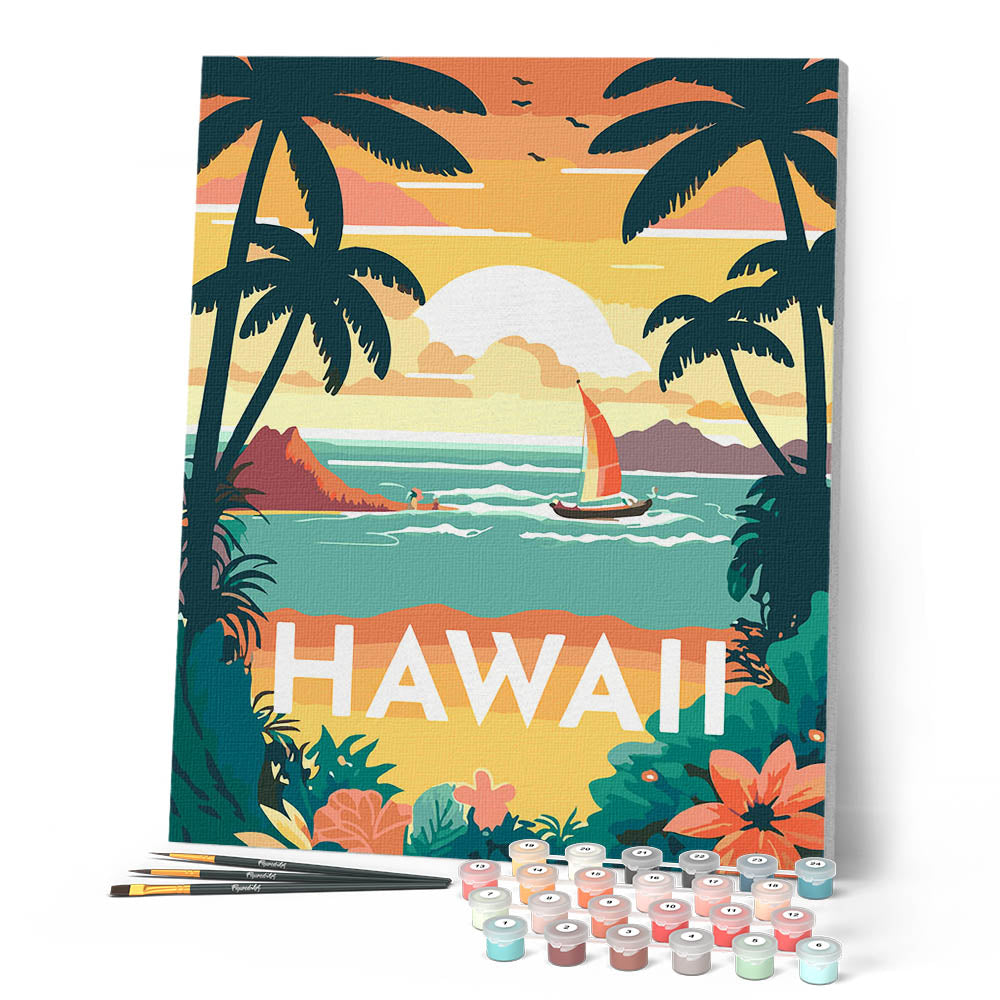 Pintura por números - Póster vintage Hawái
