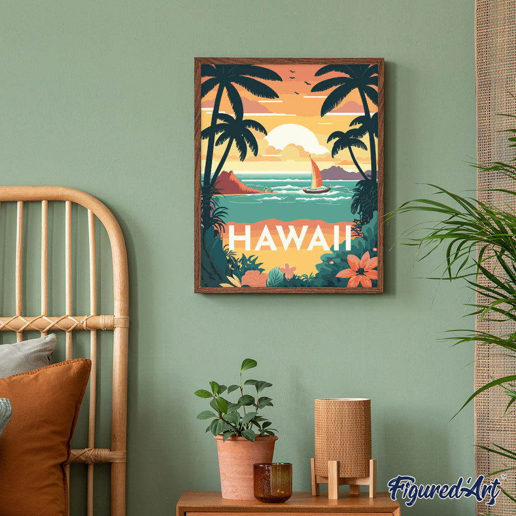 Pintura por números - Póster vintage Hawái