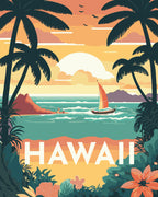 Pintura por números - Póster vintage Hawái
