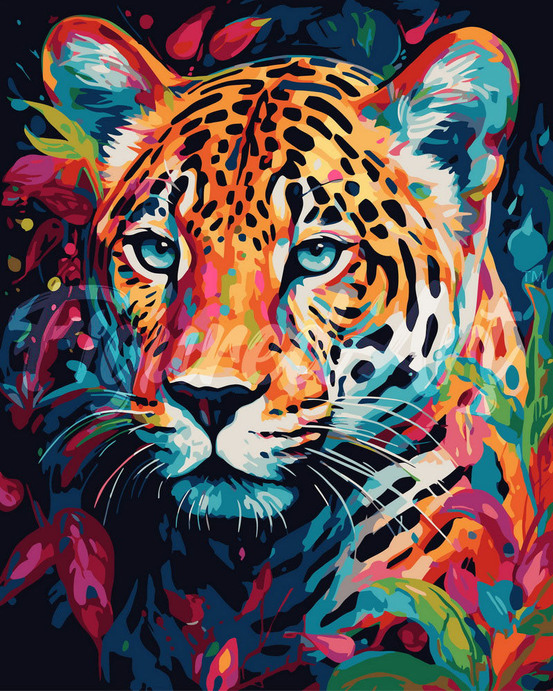 Paint By Numbers - Abstract Coloured Leopard