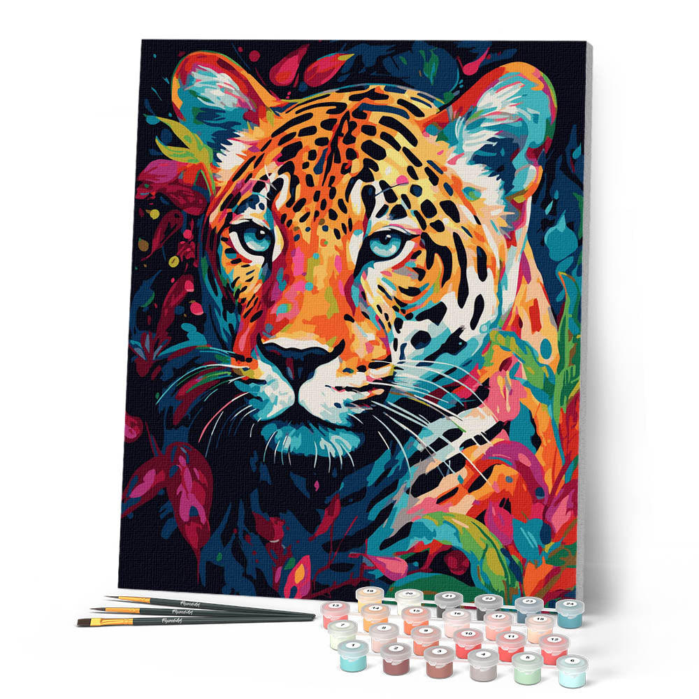 Paint By Numbers - Abstract Coloured Leopard
