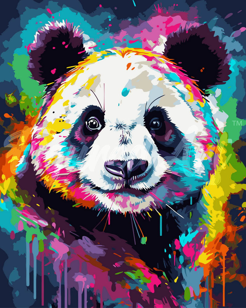 Paint By Numbers - Abstract Coloured Panda