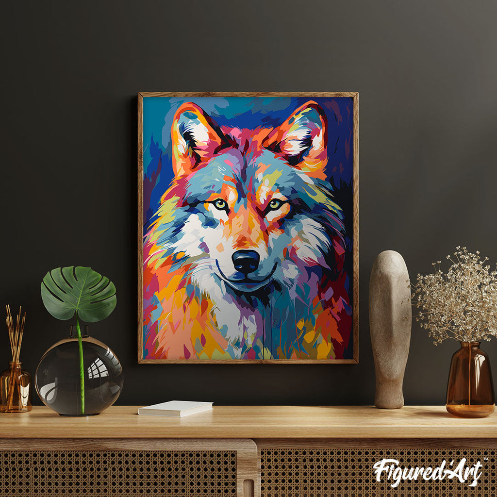 Peinture Par Numéros - Loup Coloré Abstrait