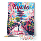 Pintura por números - Póster de viaje Kyoto en flor