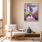 Pintura por números - Póster de viaje Kyoto en flor