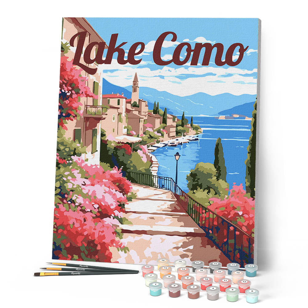 Paint By Numbers - Lake Como In Bloom Travel Poster