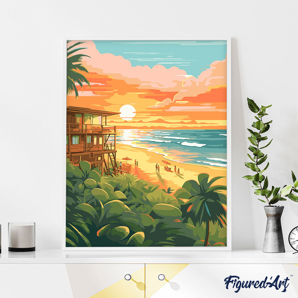 Peinture Par Numéros - Club De Plage Au Coucher Du Soleil