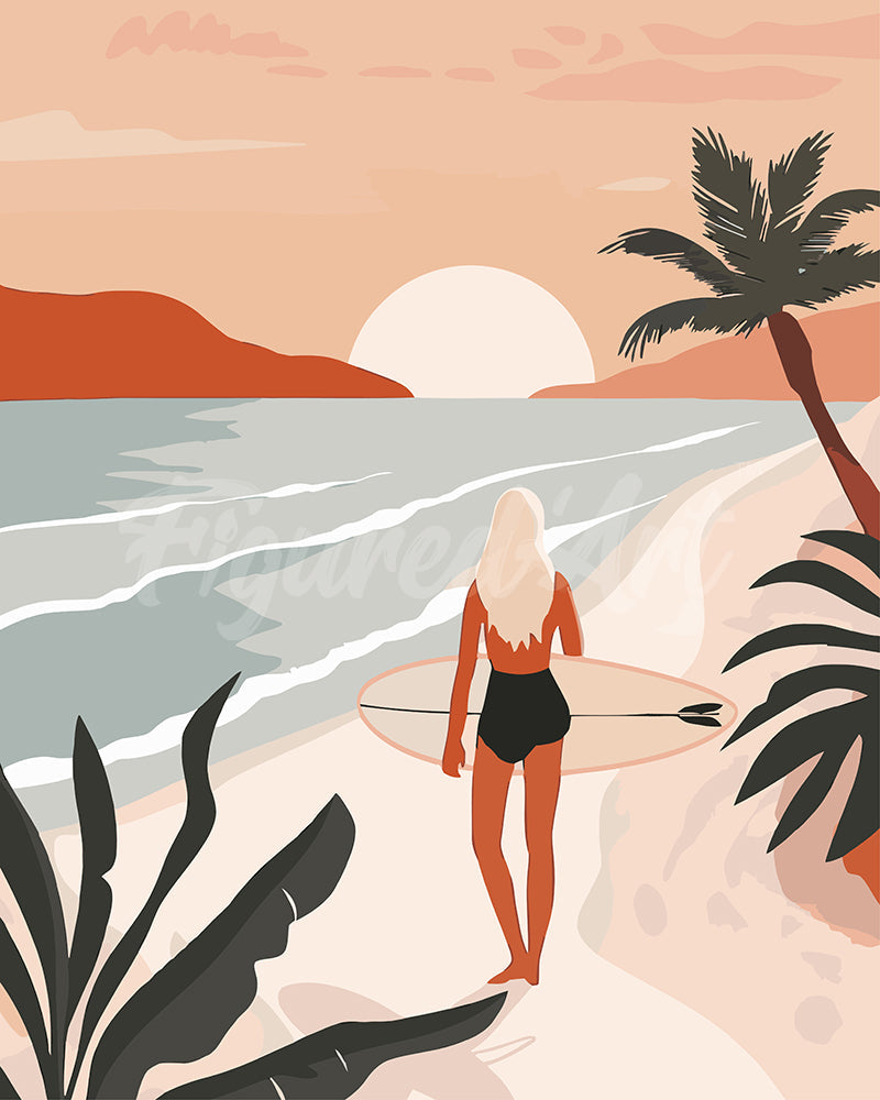 Paint By Numbers - Walk On The Beach At Sunset