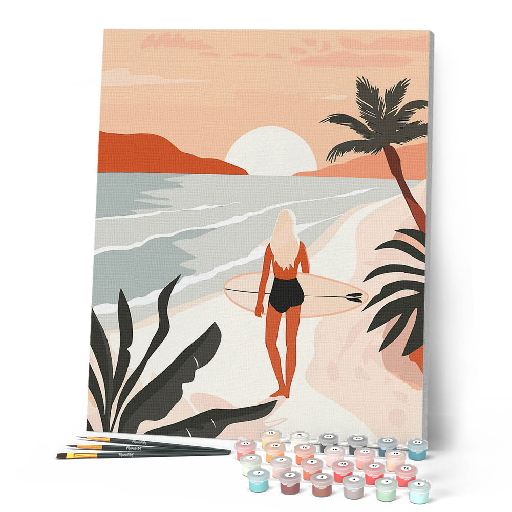 Paint By Numbers - Walk On The Beach At Sunset
