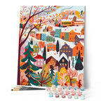 Pintura por números - Pueblo invernal colorido
