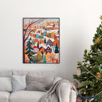 Pintura por números - Pueblo invernal colorido