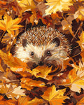 Pintura por números - Erizo entre las hojas de otoño