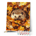 Pintura por números - Erizo entre las hojas de otoño