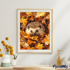 Pintura por números - Erizo entre las hojas de otoño
