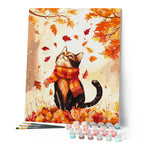 Pintura por números - Gato juguetón en otoño