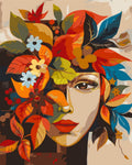 Pintura por números - Rostro floral de otoño inspirado en Picasso