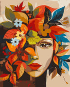 Pintura por números - Rostro floral de otoño inspirado en Picasso