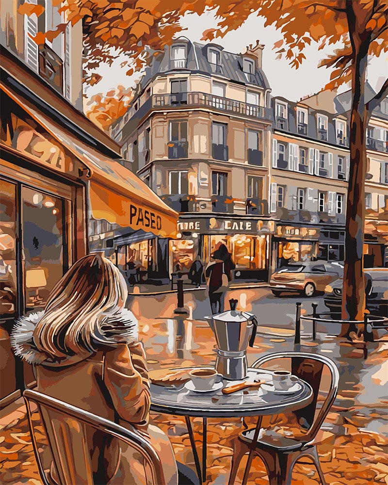 Pintura por números - Pausa para el café en otoño