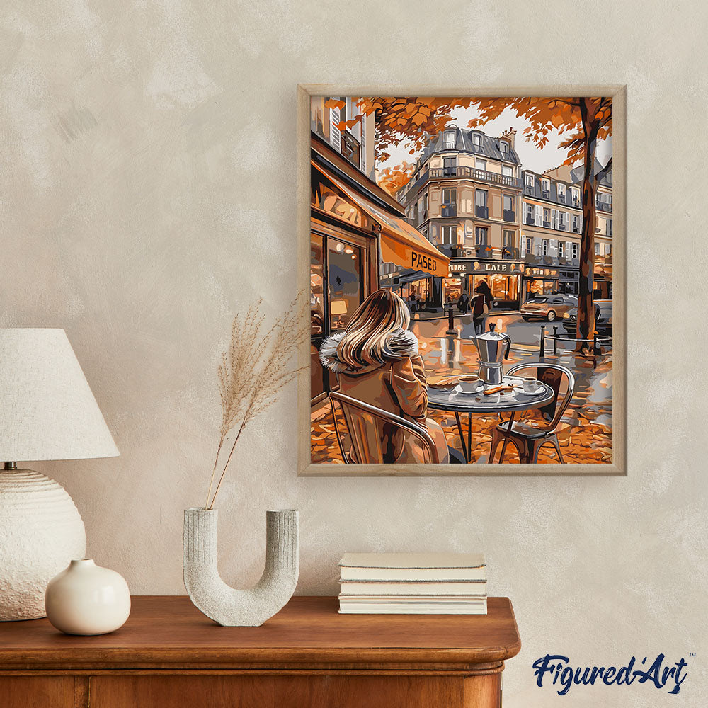 Pintura por números - Pausa para el café en otoño