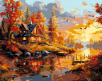 Paint By Numbers - Autumn Sunset Near The Cabin