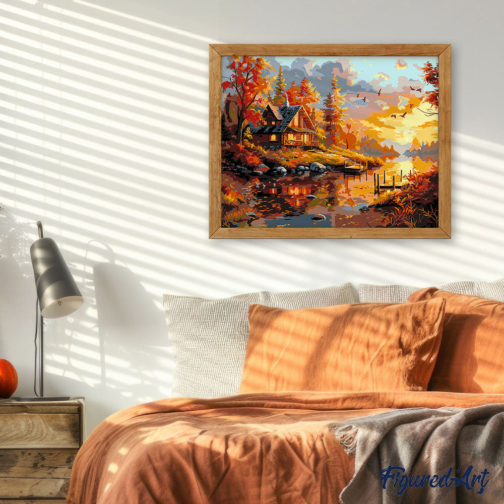 Paint By Numbers - Autumn Sunset Near The Cabin