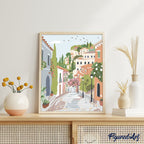 Pintura por números - Ciudad en una colina pastel