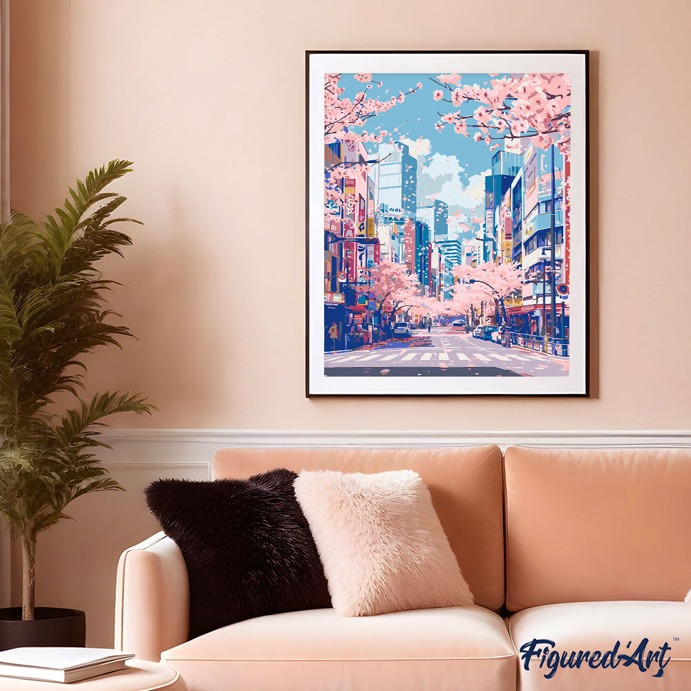 Pintura por números - Flores de cerezo de Tokio