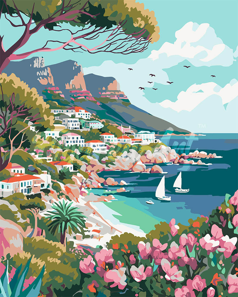 Peinture Par Numéros - Ville Côtière Au Printemps
