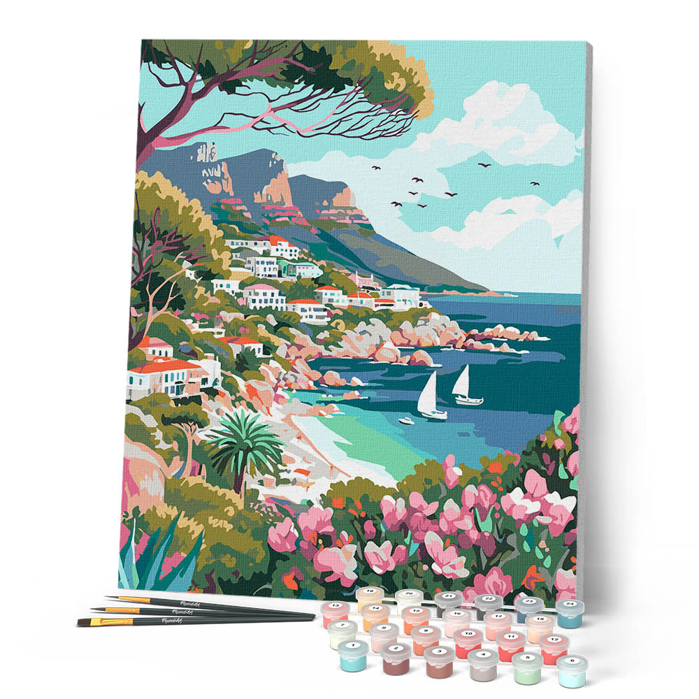 Peinture Par Numéros - Ville Côtière Au Printemps
