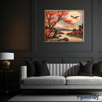 Pintura por números - Grullas y vista del monte Fuji