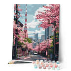 Peinture Par Numéros - Rue Des Cerisiers En Fleurs À Tokyo