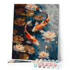 Paint By Numbers - Vintage Koi Carp And Flowers