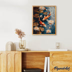 Paint By Numbers - Vintage Koi Carp And Flowers