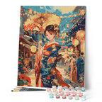 Pintura por números - Joven con kimono en el Festival de los Faroles
