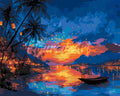 Paint by Numbers - Sunset on the Beach and Lanterns