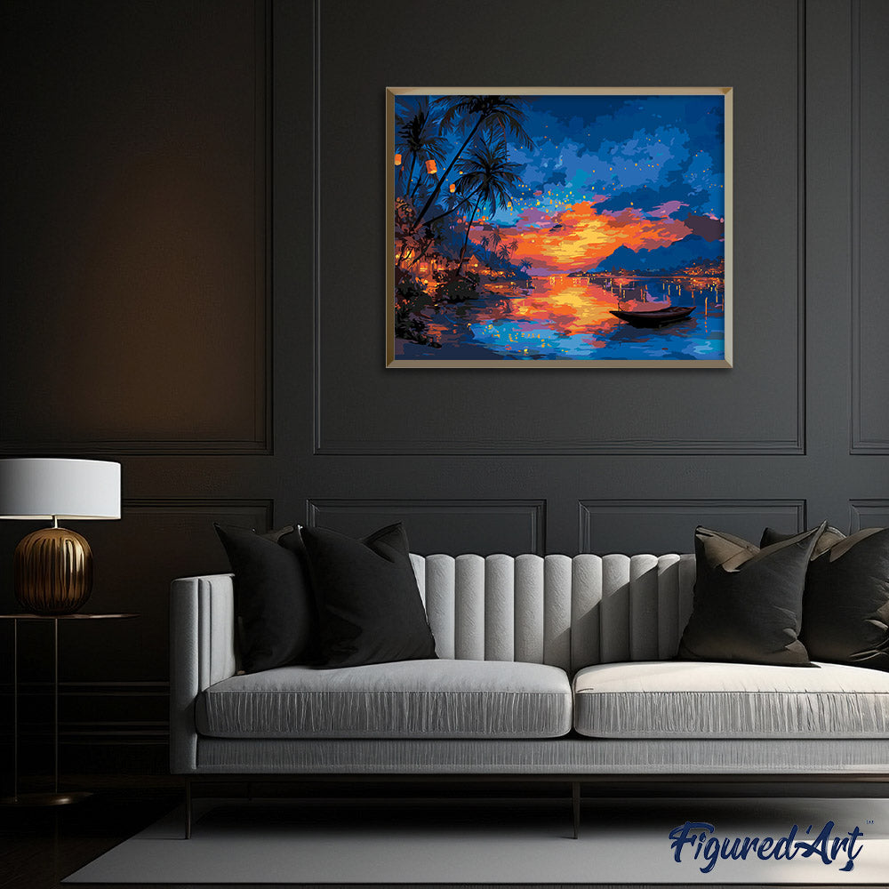 Paint by Numbers - Sunset on the Beach and Lanterns