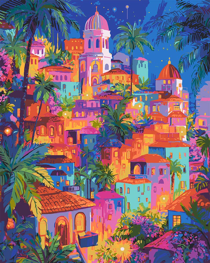 Pintura por números - Ciudad tropical de ensueño