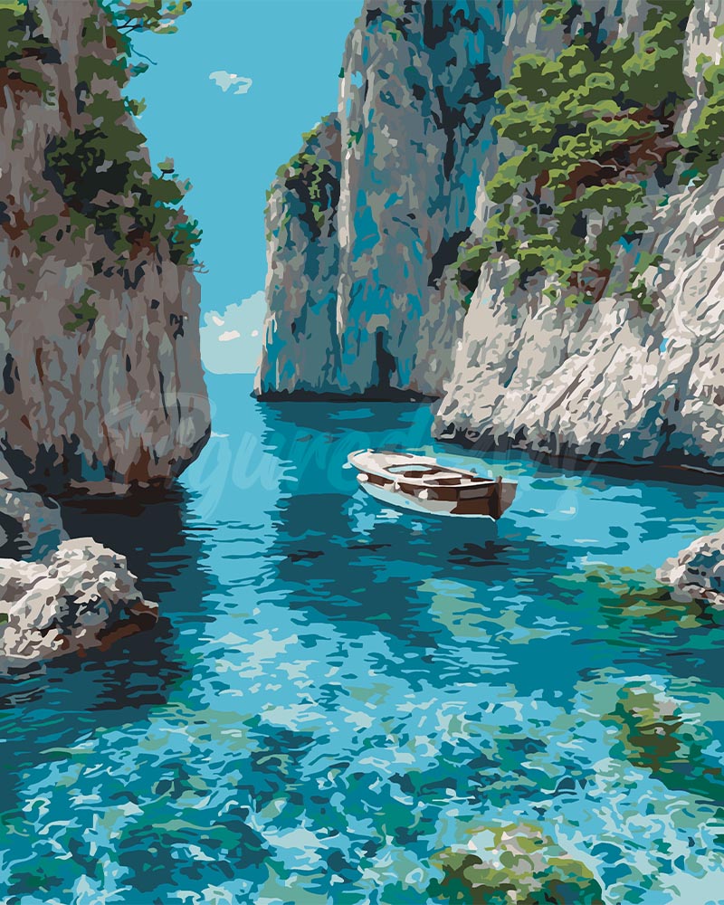 Figured'Art Peaceful Blue Cove Paint by Numbers