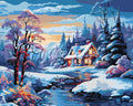 Peinture Par Numéros - Cottage De La Rivière En Hiver